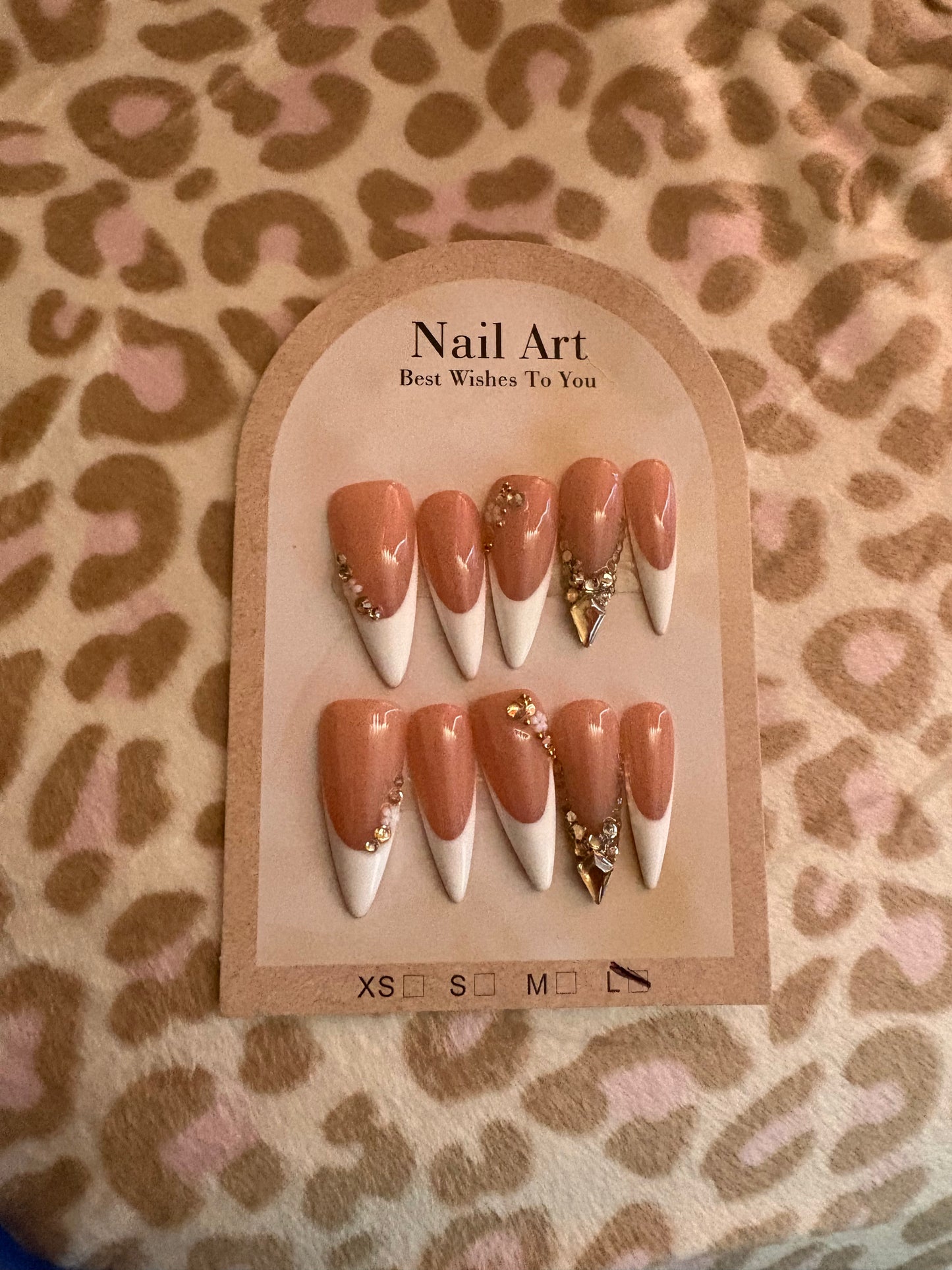 White Stilettos Nail With Gold Diamonds